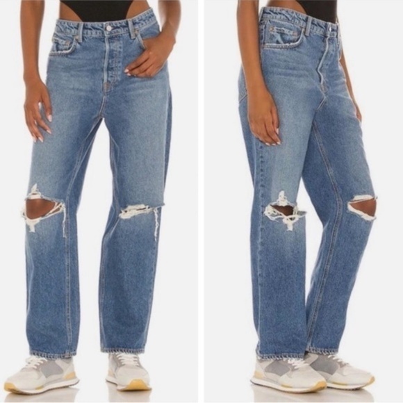 GRLFRND The Amanda Mid Rise Loose Boyfriend Jean Distressed Size 26 - Picture 1 of 10